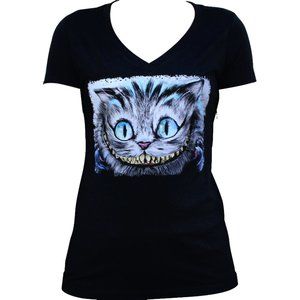 Cheshire Cat Tattoo Art V-neck Tee NEW S-XL